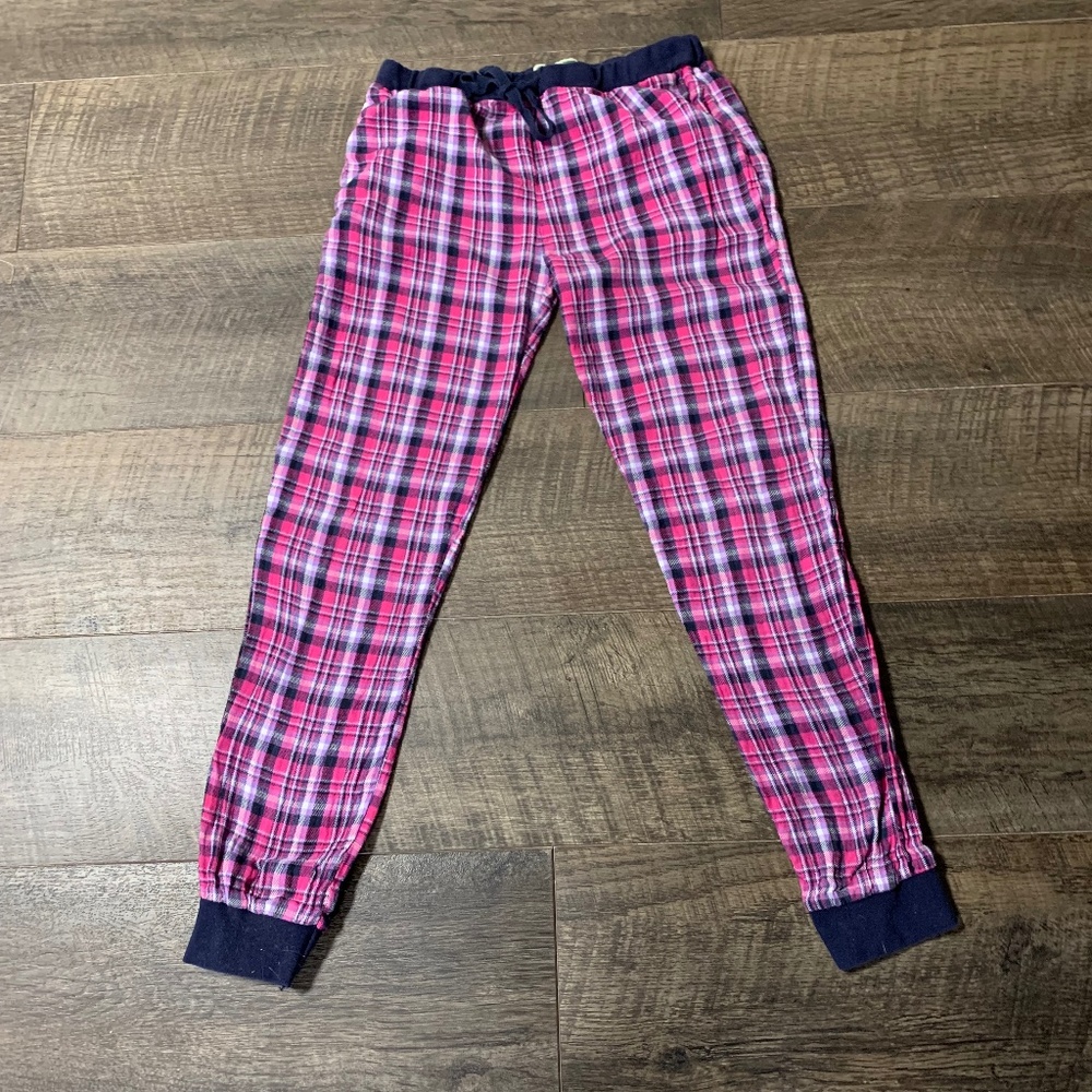 Pink and Black Plaid Pajama Pants - L